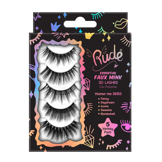 False Eyelashes Rude Essential Faux Mink 3D Lashes 5 Multi-Pack Humor Me
