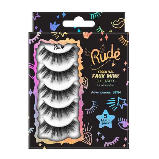 False Eyelashes Rude Essential Faux Mink 3D Lashes 5 Multi-Pack Adventurous