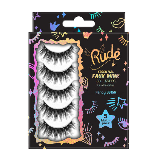 False Eyelashes Rude Essential Faux Mink 3D Lashes 5 Multi-Pack Fancy