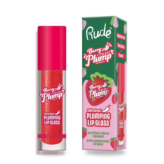 RUDE Berry Plump Plumping Lip Gloss Strawberry Kiss 0.141 oz