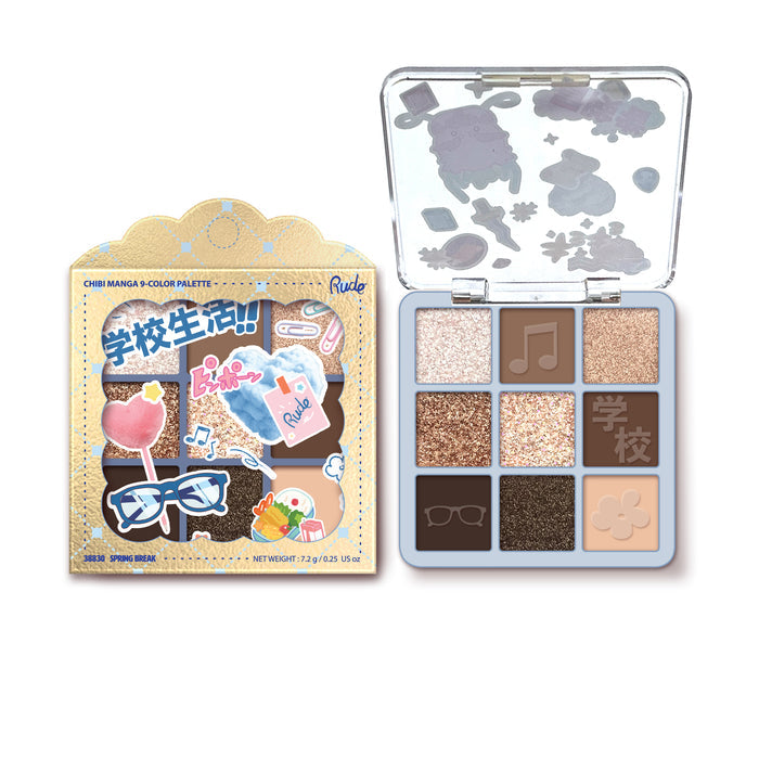 RUDE Chibi Manga 9 Color Eyeshadow Palette Spring Break 0.25 oz