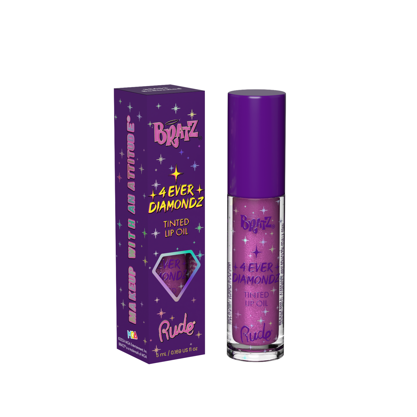 RUDE Bratz 4 Ever Diamondz Tinted Lip Oil Bedazzled 0.1 oz