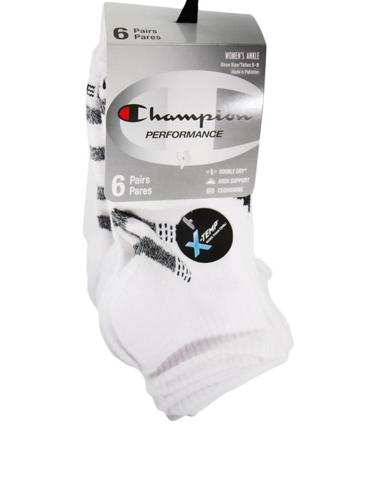 Women Socks Double Dry 6-Pair Pack Performance Ankle Socks Shoe Size 5-9
