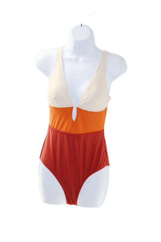 Teen Swimsuit Cupshe Teen Girls Plunge Neck Color Block Swimsuit Size S Multicolor