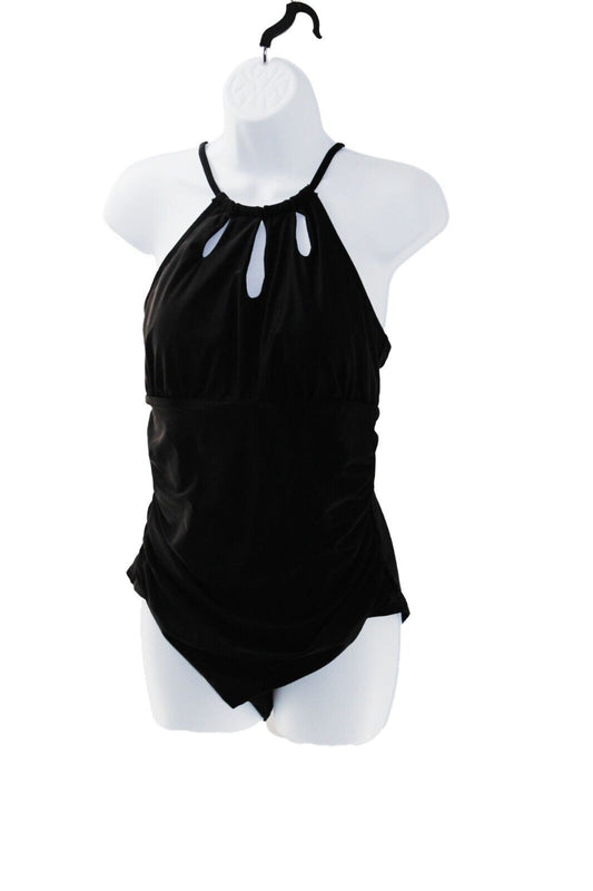 Teen Swimsuit Cupshe Teen Girls Black Sleeveless Back Cross Strap  One Piece Swimsuit Sz L