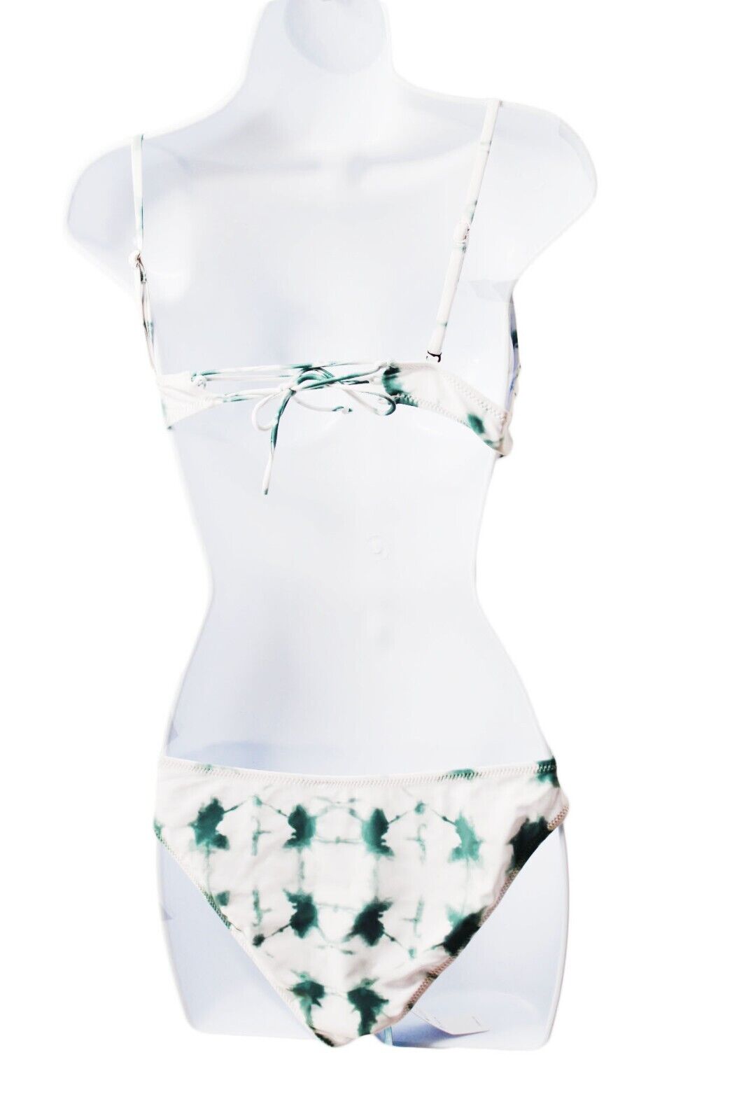 Women Bikini CUPSHE Women's Tie Dye Bikini Size Small Green White