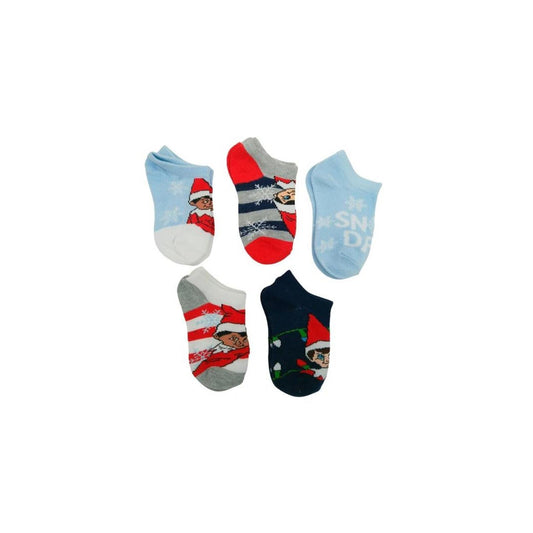 Kids Socks 5 Pack Elf On The Shelf Snow Days No Show Socks Size 4-6  Shoe Size 7-10
