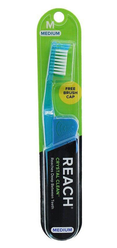 Toothbrush Reach Crystal Clean Medium Adult Toothbrush Blue