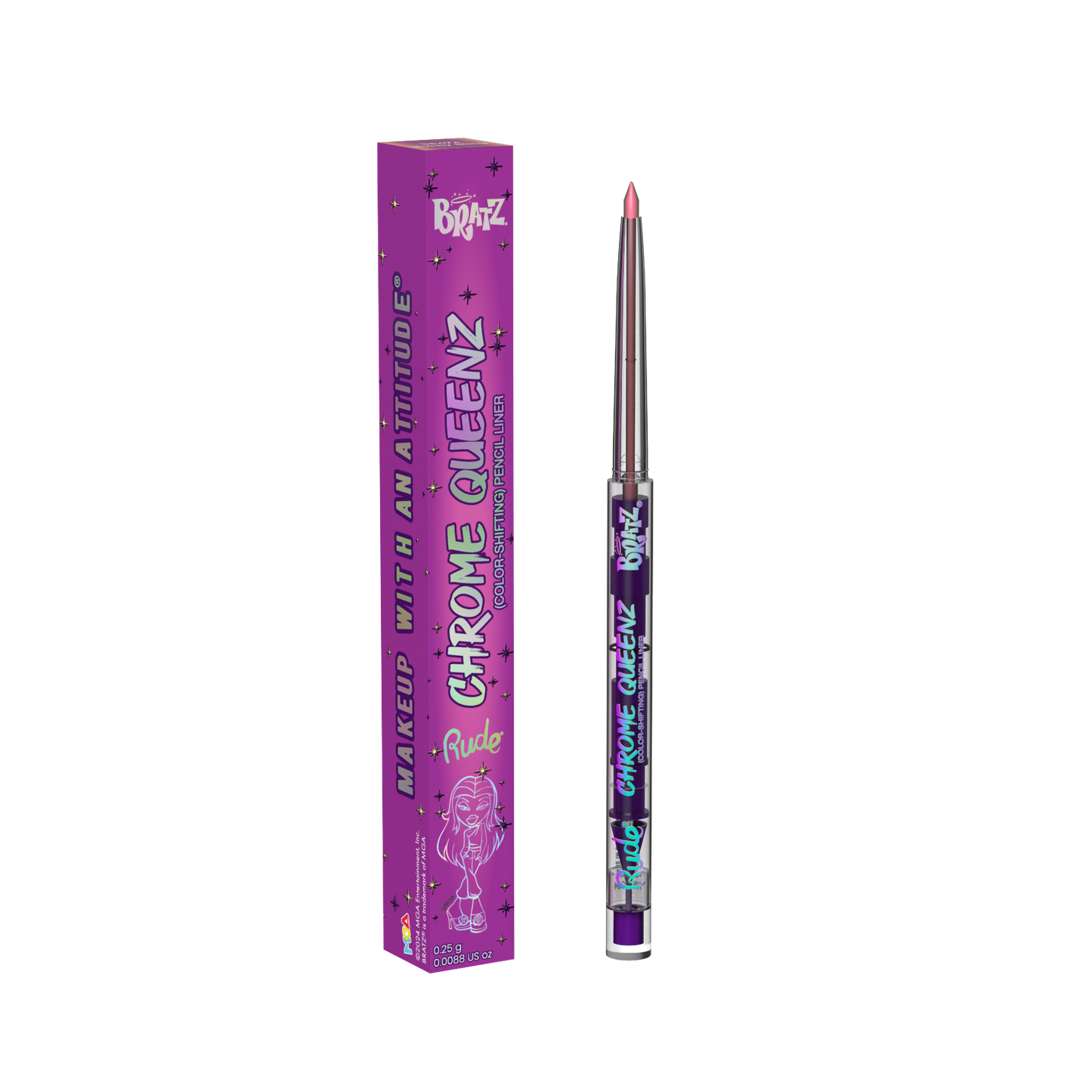 RUDE Bratz Chrome Queenz Pencil Liner Bunny Bling 0.0088 US oz