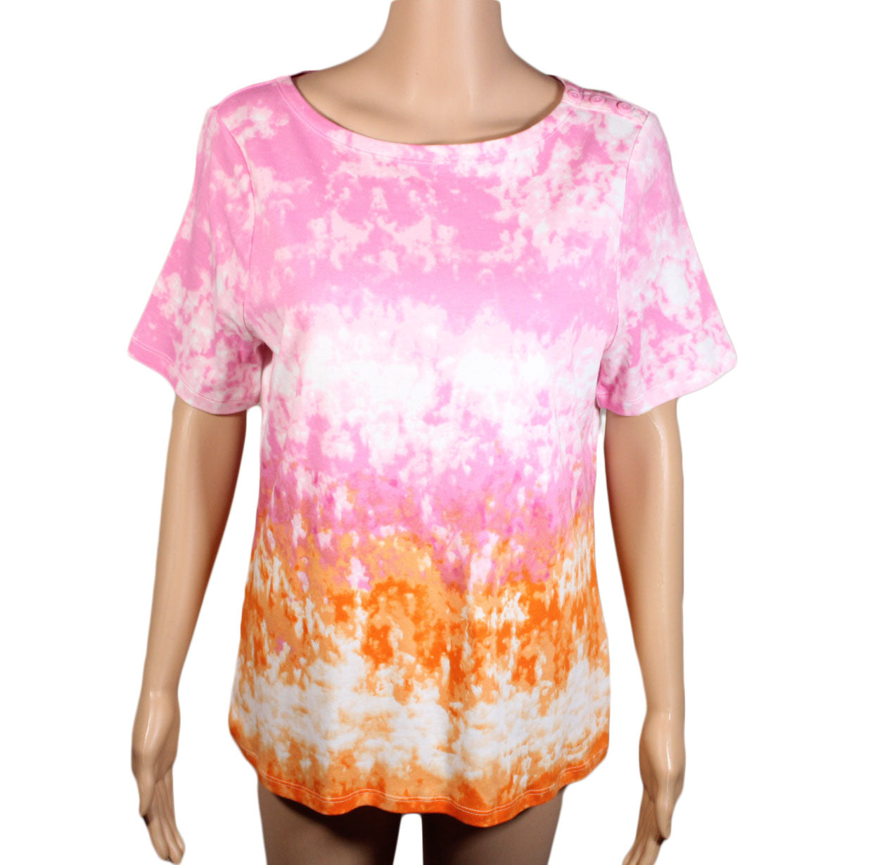 Women Top Charter Club Cotton Tie-Dyed Top Size M Multicolor