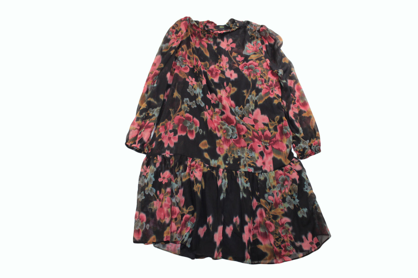 Women Dress Maia Womens Long Sleeve Floral Shift Dress Size 12 Black