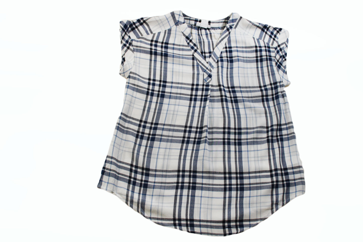 Women Top Liz Claiborne Women Plaid V Neck Top Size XS Plaid