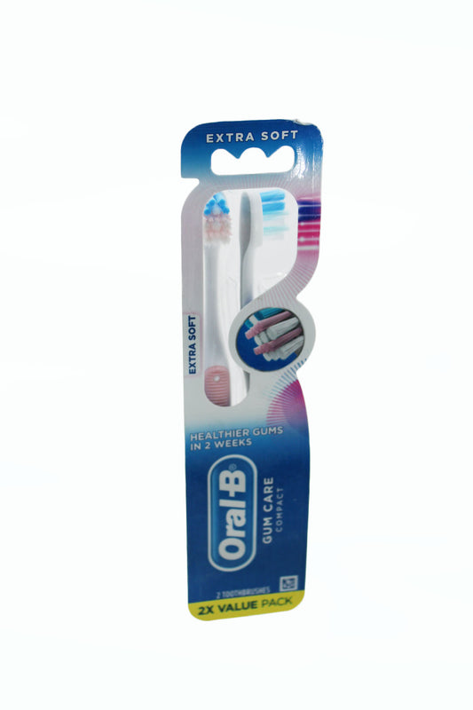 Toothbrush Oral-B Gum Care Compact Toothbrush Extra Soft  2 Count Pink/Gray