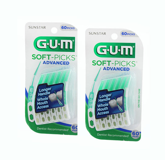 Dental Floss GUM Soft-Picks Wider Advanced - 60 Count 2 Pack