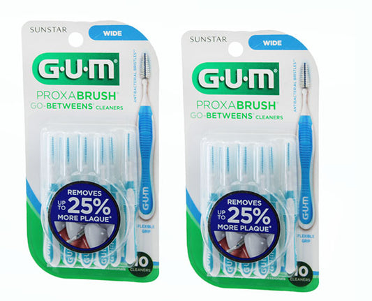 Dental Floss GUM Proxabrush Go Betweens Cleaners For Wide Teeth 10 Count 2 Pack