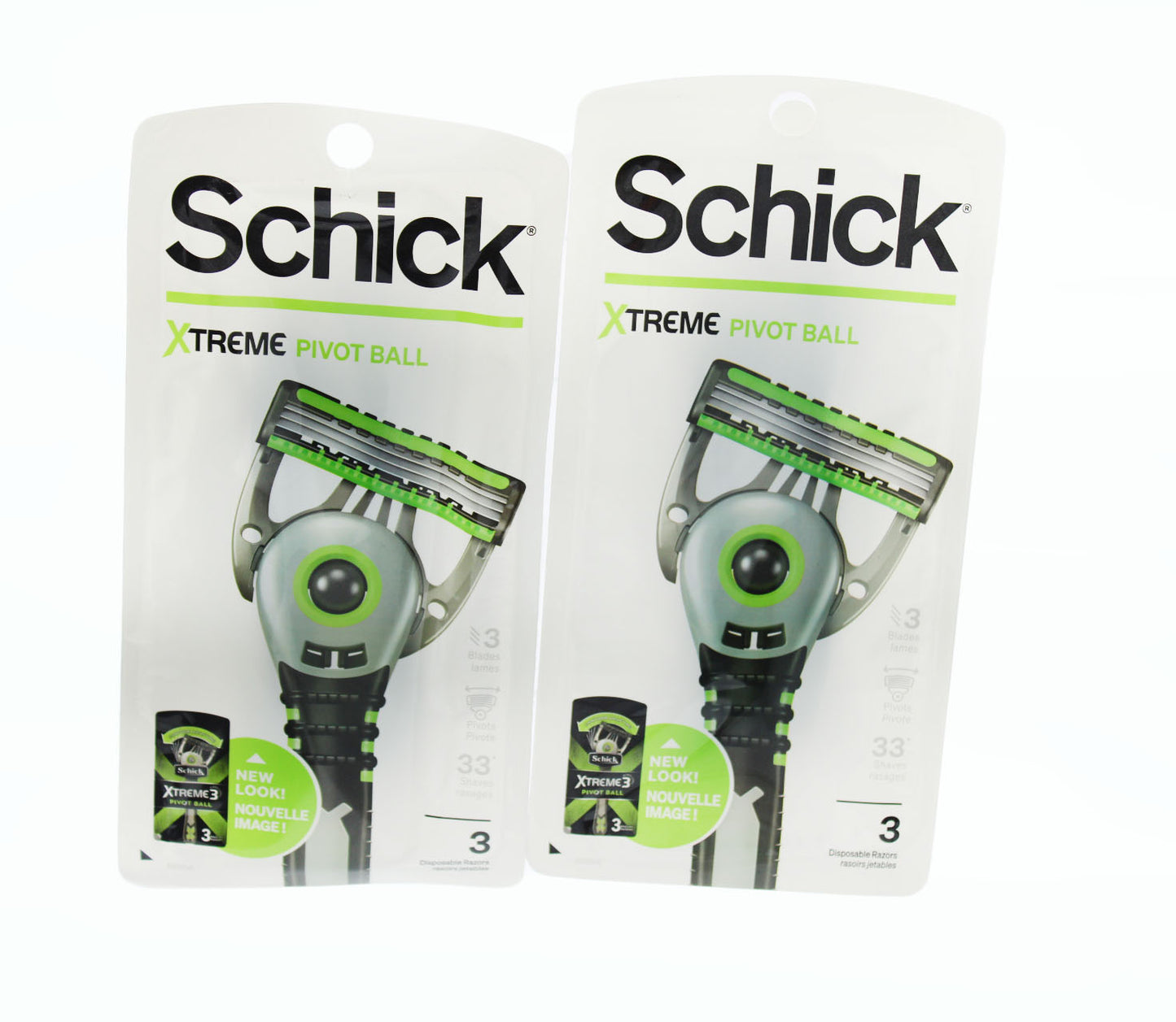 Men Razor Schick 3 Pack Xtreme Pivot Ball Disposable Razor  2 Pcs