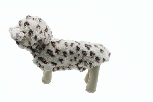 Dog Hoodies Grayson Pup Leopard Short Sleeve Sherpa Dog Hoodie Light Beige  L