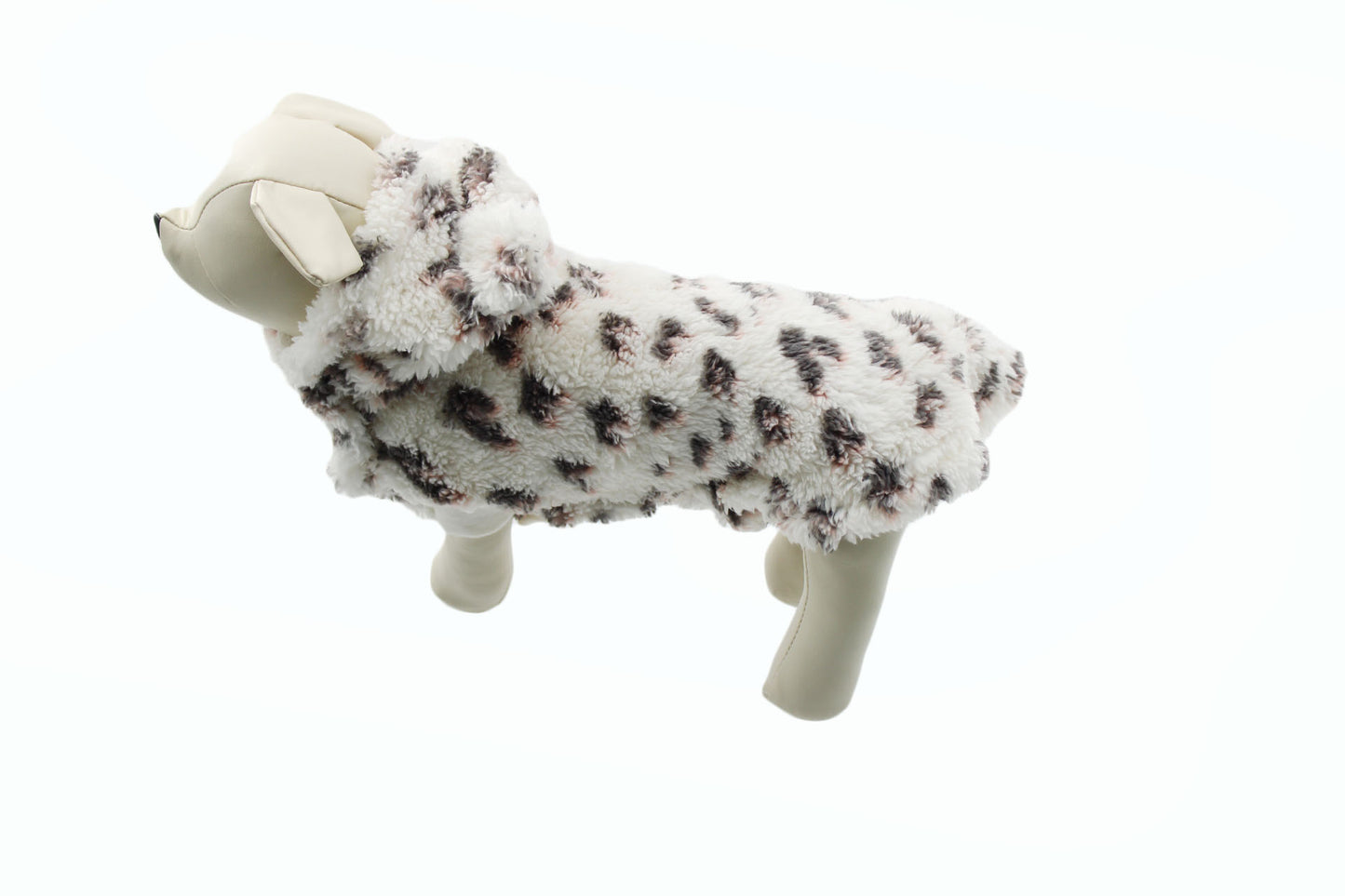 Dog Hoodies Grayson Pup Leopard Short Sleeve Sherpa Dog Hoodie Light Beige  L