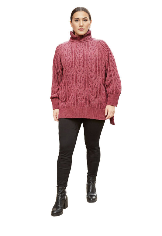 Women Sweater St. John's Bay Plus Turtleneck Long Sleeve Cable Knit Pullover 4X