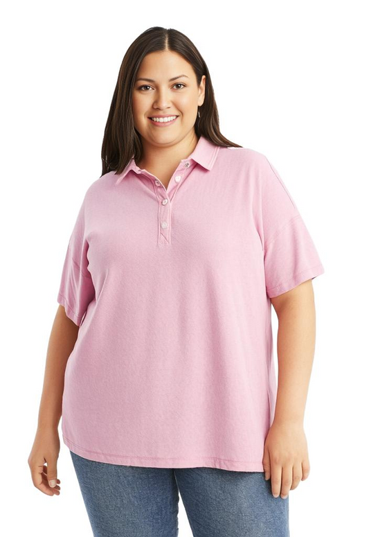 Style & Co Pink Polo Top Size Large