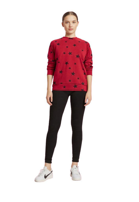 Women Top Unbranded Long Sleeve Star Design Size M Red