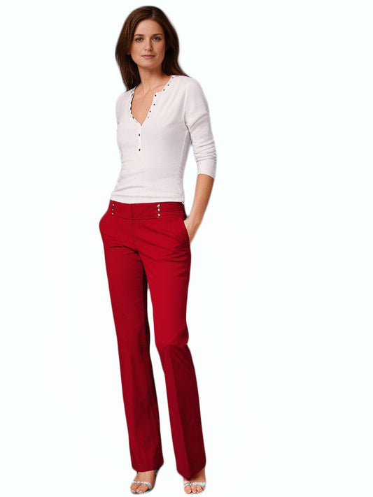 Women Pants JM Collection Rivet Plus Size Tummy Control Slim Leg Size 14W Red