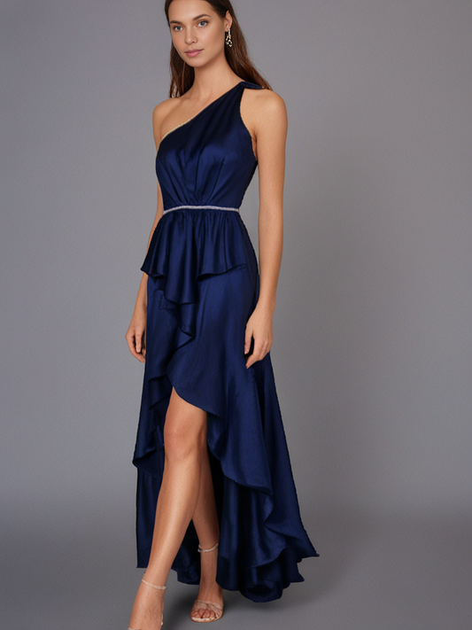 Women Dress Premier Amour One Shoulder Sleeveless Evening Gown Size 12 Navy