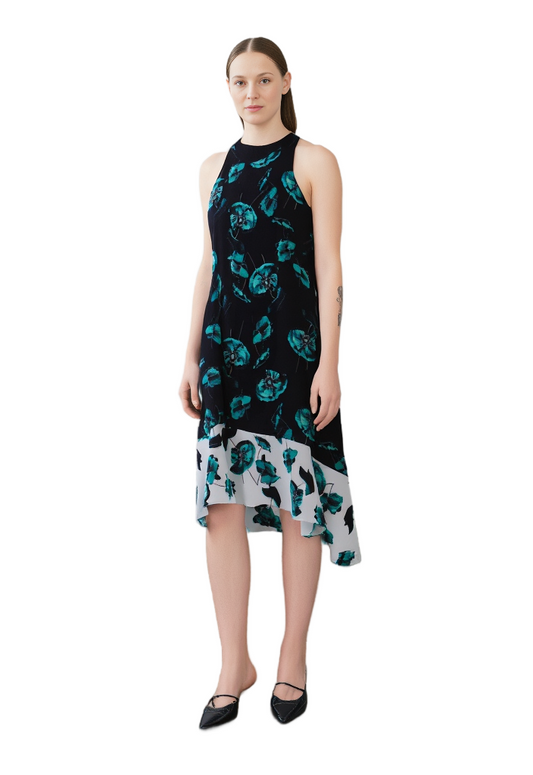 Women Dress Alfani Asymmetrical Sheath Floral Print Dress  Size 8 Multicolor