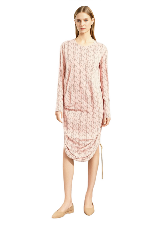 Nina Parker Trendy Plus Size Printed Side-Ruched Dress Size 1X Tan