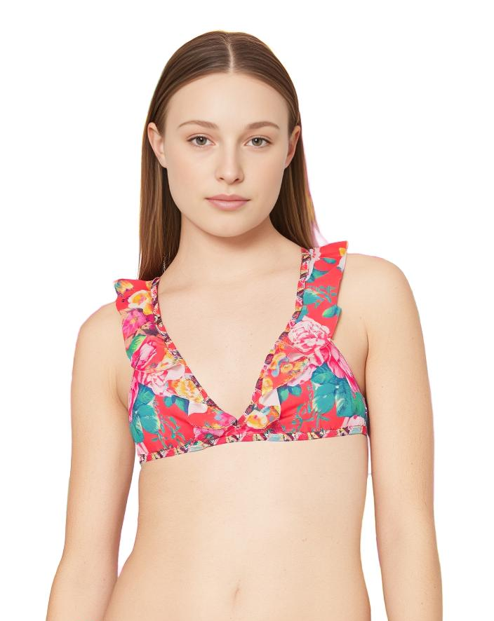 Bikini Top Hobie Floral Multicolor Bikini Swimsuit Top  Size  Large