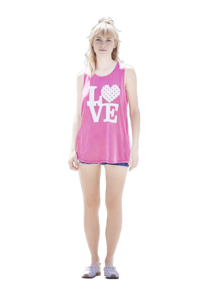 Xhilaration Junior Pink Love Sleeveless Tank Top Size M 7-9