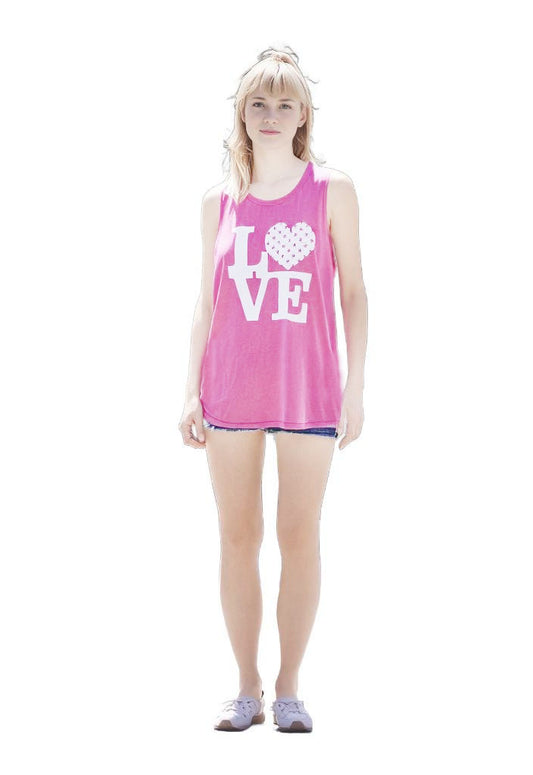 Xhilaration Junior Pink Love Sleeveless Tank Top Size M 7-9